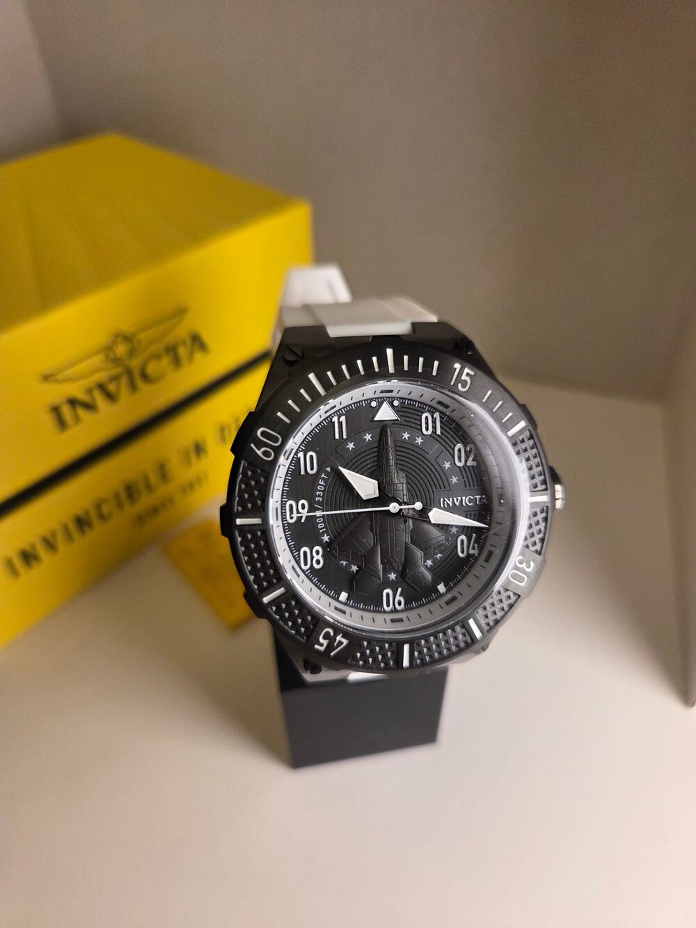 New Invicta Aviator Alacer 50mm Black White Panda Jet Dial Watch Tritnite NIB